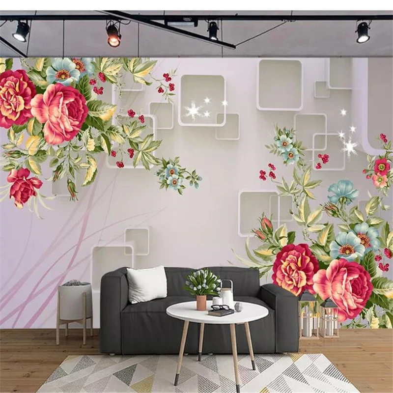 

wellyu Customized wallpaper papel pintado pared Hand-painted peony flower beautiful three-dimensional background wall behang