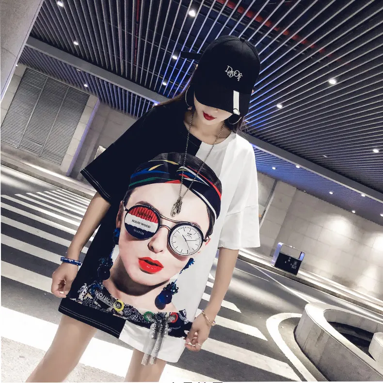 Летняя новинка хипстерская женская футболка большого размера Ulzzang Harajuku