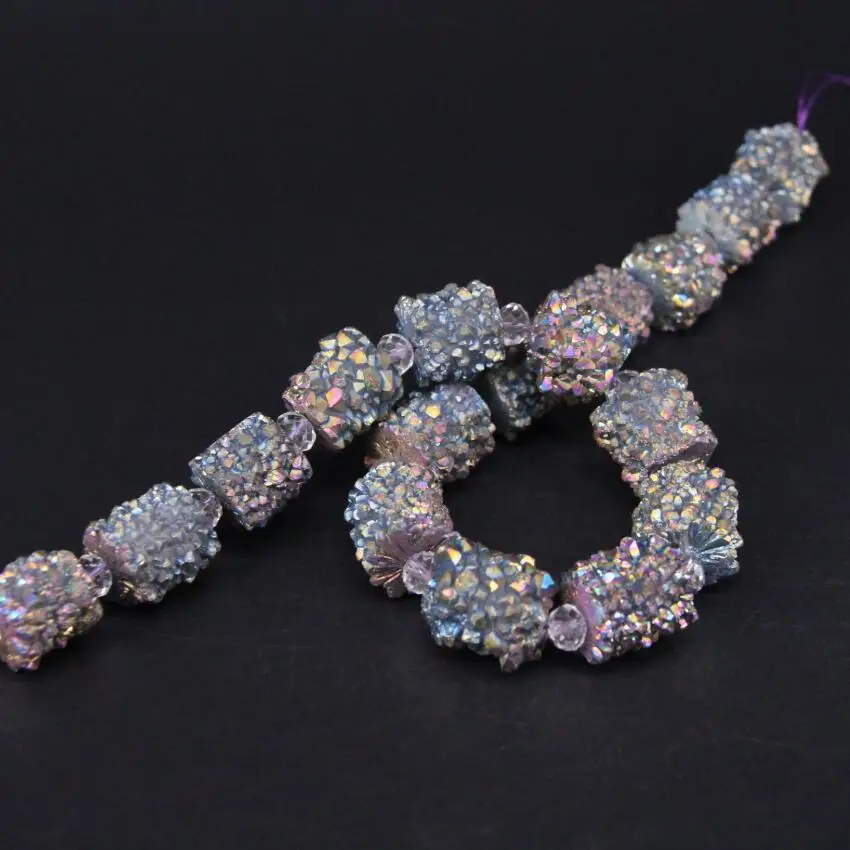 Прибл. 17 шт./нитка радужный титановый натуральный кварц жеодовая