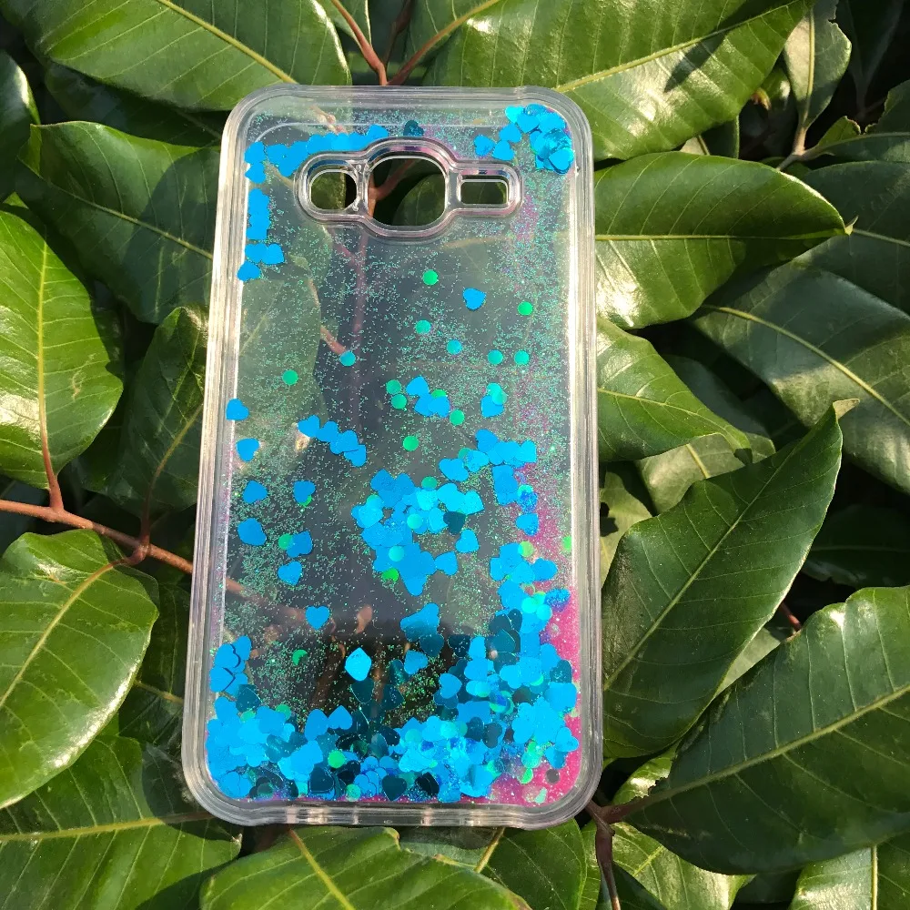 For Samsung J3 2015 Water Cases Liquid Heart Stars Glitter Dynamic Quicksand Soft Phone Case Cover for J300 Coques Funda |