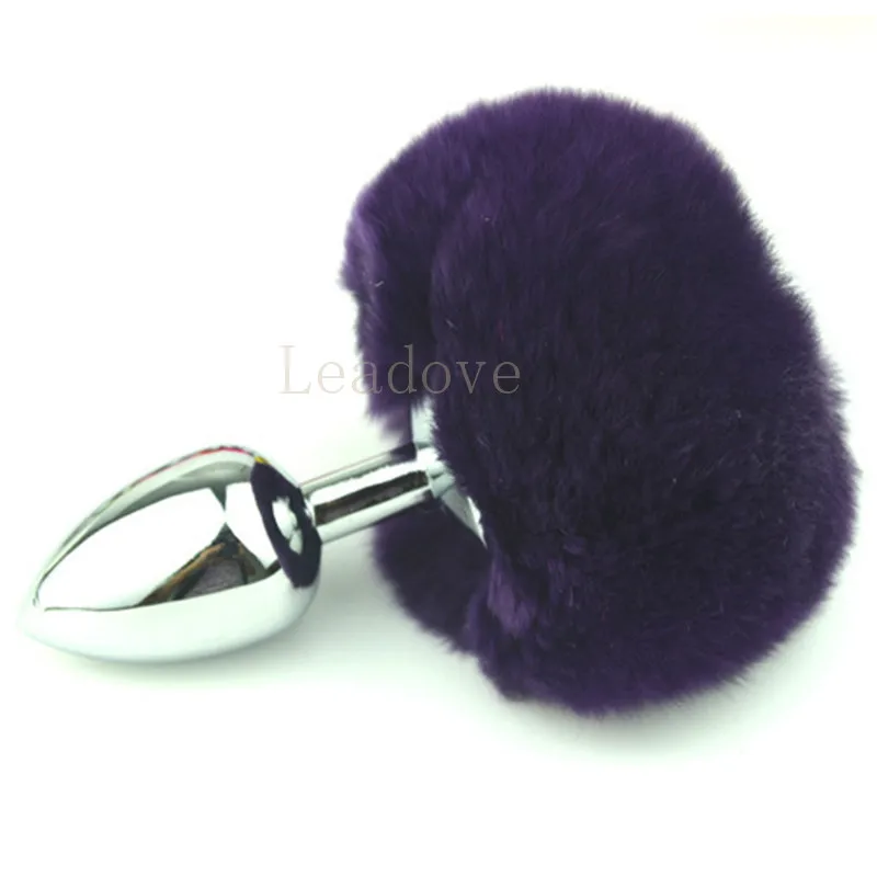 Анальная пробка из нержавеющей стали с хвостом кролика 10 цветов|steel buttplug|stainless steel