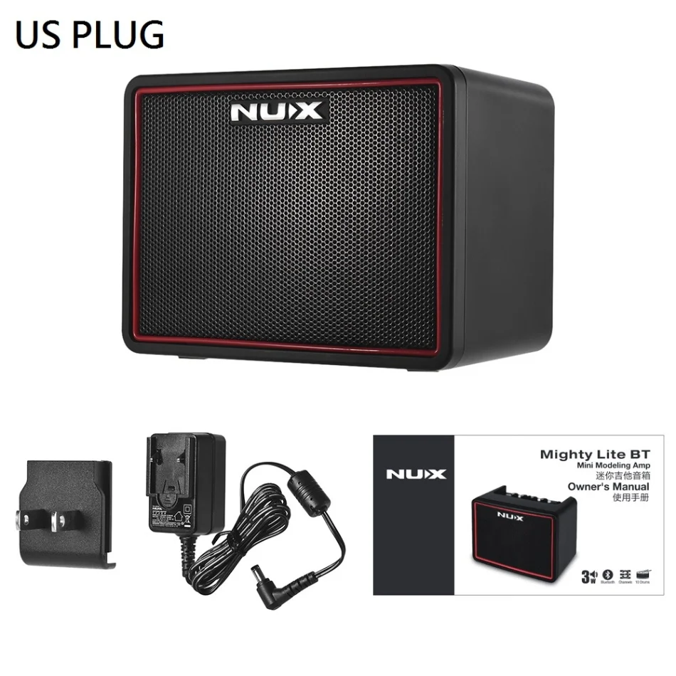 US PLUG NUX Mighty Lite BT гитарный усилитель мини настольный электрогитарный усилитель 3 Вт 3 канала встроенные эффекты задержки реверберации 9 барабанных моделей - Цвет: US PLUG