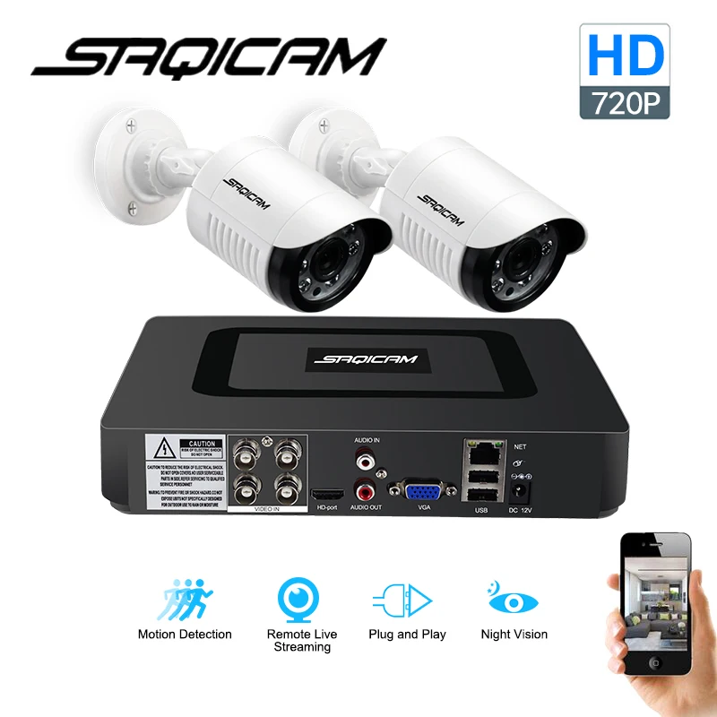 Saqicam 4CH AHD 1080N CCTV DVR 2 шт. 720 P домашний Открытый безопасности камера День Ночь товары