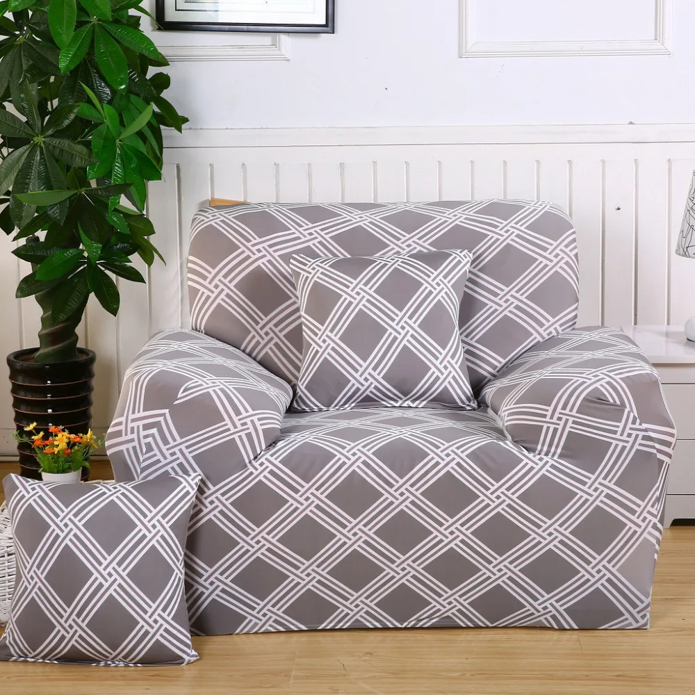 Полноразмерный чехол для дивана с принтом эластичный антиклеевой секционный