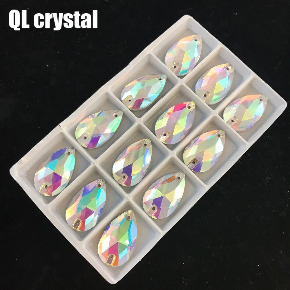 Оптовая продажа QL Crystal DR пришивные стразы AB кристально чистые плоские для Diy сумок
