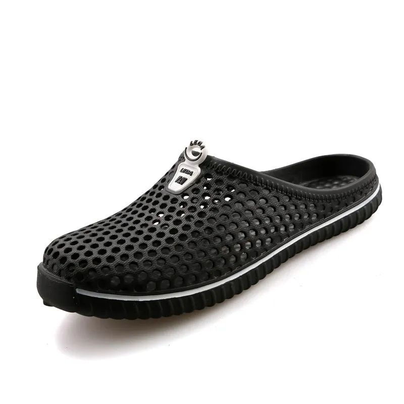 Black Slippers Merkmak/мужские тапочки; летние шлепанцы; дышащая легкая мужская обувь для сообщений; пляжная обувь на плоской подошве; мужские повседневные тапочки унисекс; размеры 36-45 - Цвет: Black Slippers