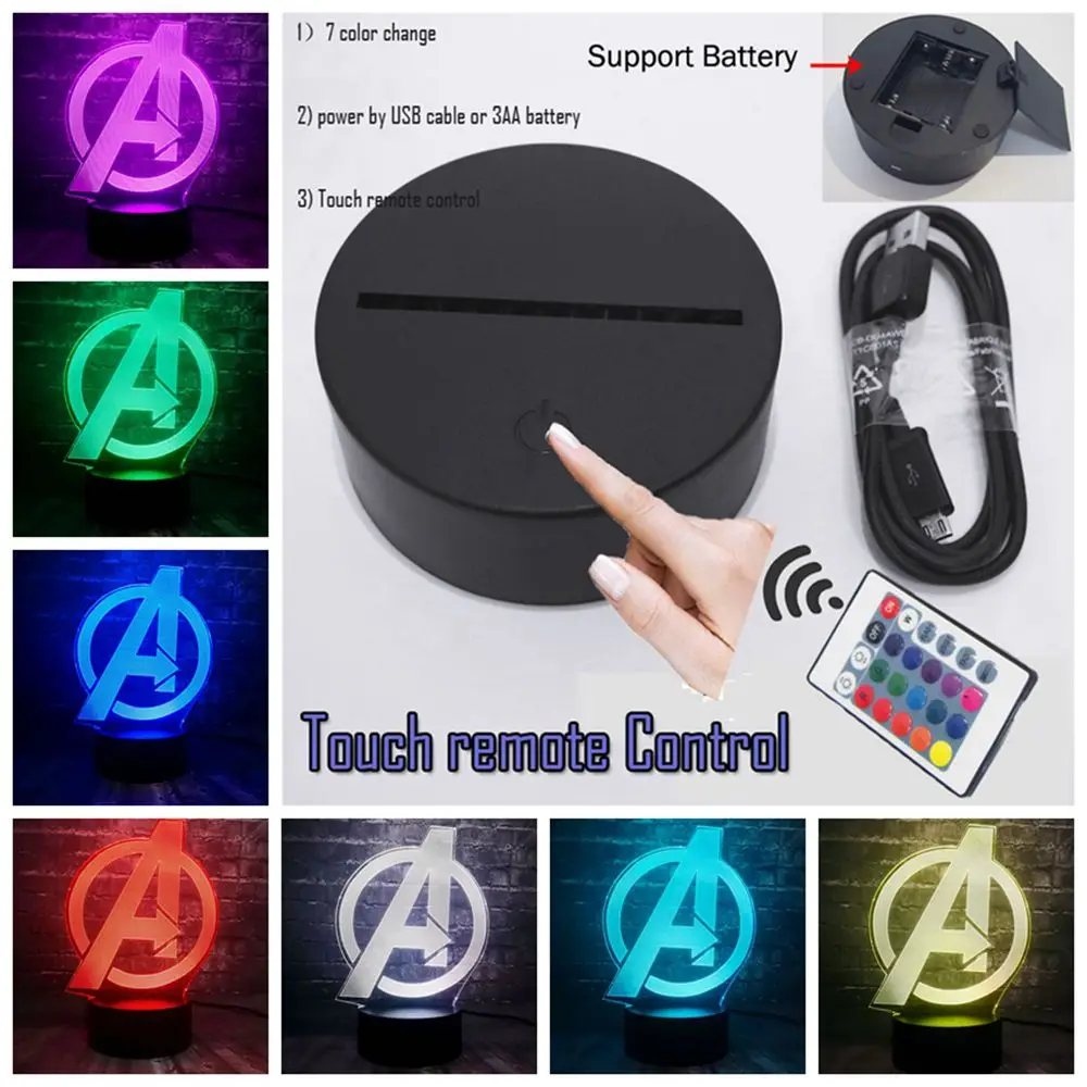 Remote 7 Color Креативный Lava фильм «мстители» Marvel Super Hero Thanos Body светодиодный Декор для комнаты мальчика 7 цветов USB зарядка Ночник подарок для друга - Испускаемый цвет: Remote 7 Color