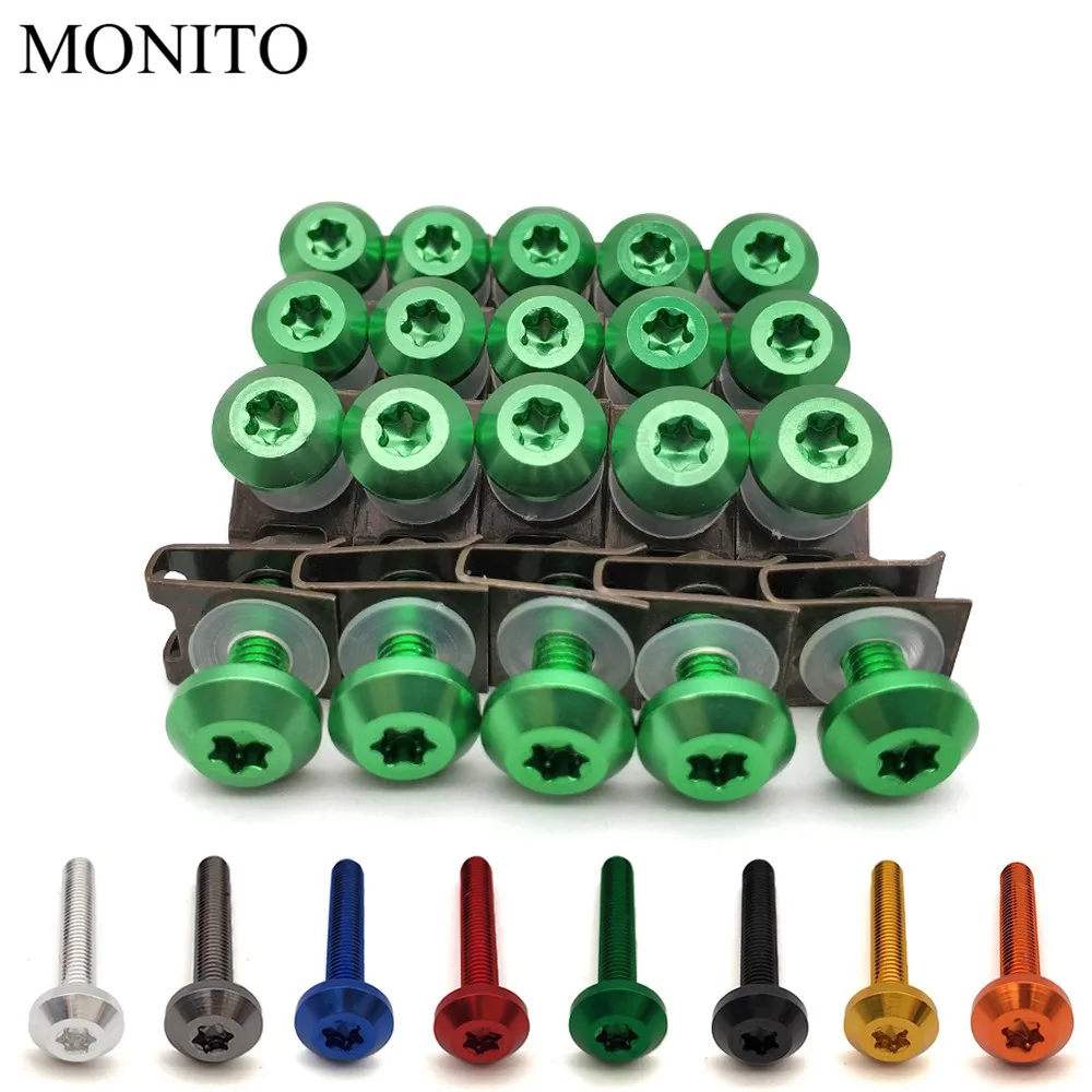 Комплект болтов и гаек для обтекателя мотоцикла M6 20 шт. крепежные зажимы корпуса