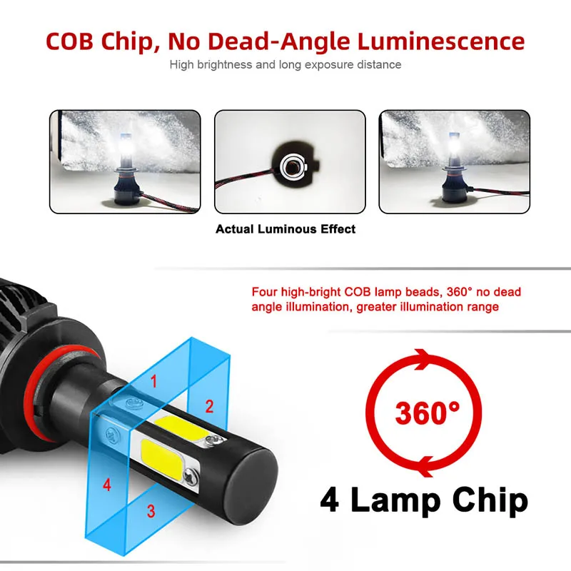 TF30 Новый 4 стороны люмен COB 100 Вт 10000lm H4 Hi короче спереди и длиннее сзади) H7 H11 9005 9006