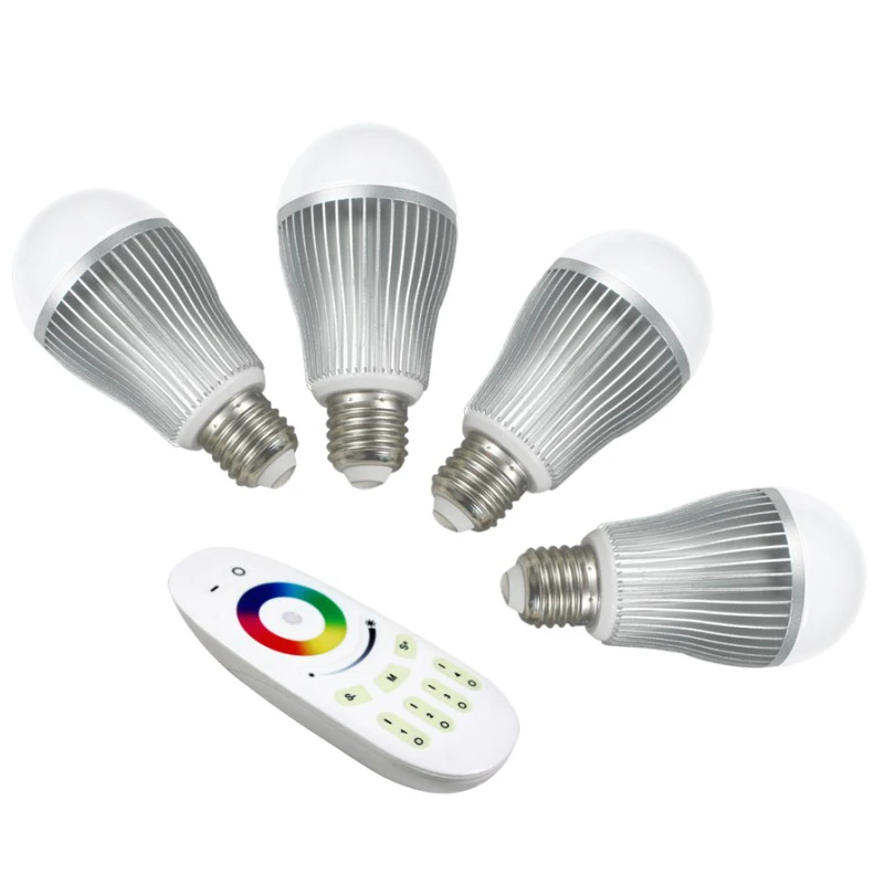 

4pcs 9W 2.4Ghz RF LED RGBW Bulb + 1 piece 2.4Ghz RGBW 4-zone led touch remote(Mi-Light)