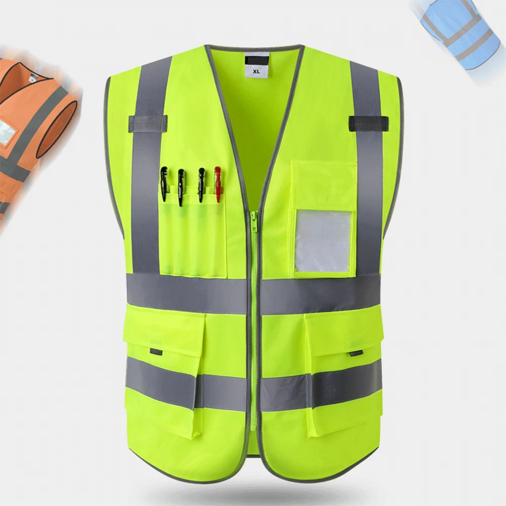 Унисекс Hi-Vis жилет безопасности Светоотражающая куртка безопасности жилет основовязальная ткань для спорта на открытом воздухе и операций в ночное время