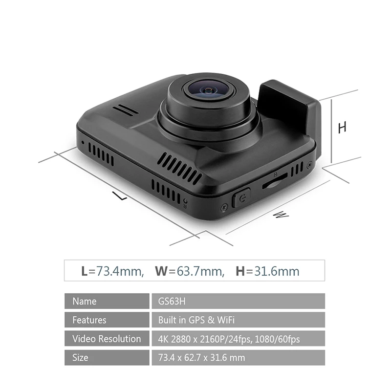 

FANSICOUK Car DVR Dash Camera 4K 2160P Dual Lens Built In GPS WiFi FHD 1080P Recorder With G-Sensor Loop Recording GS63H