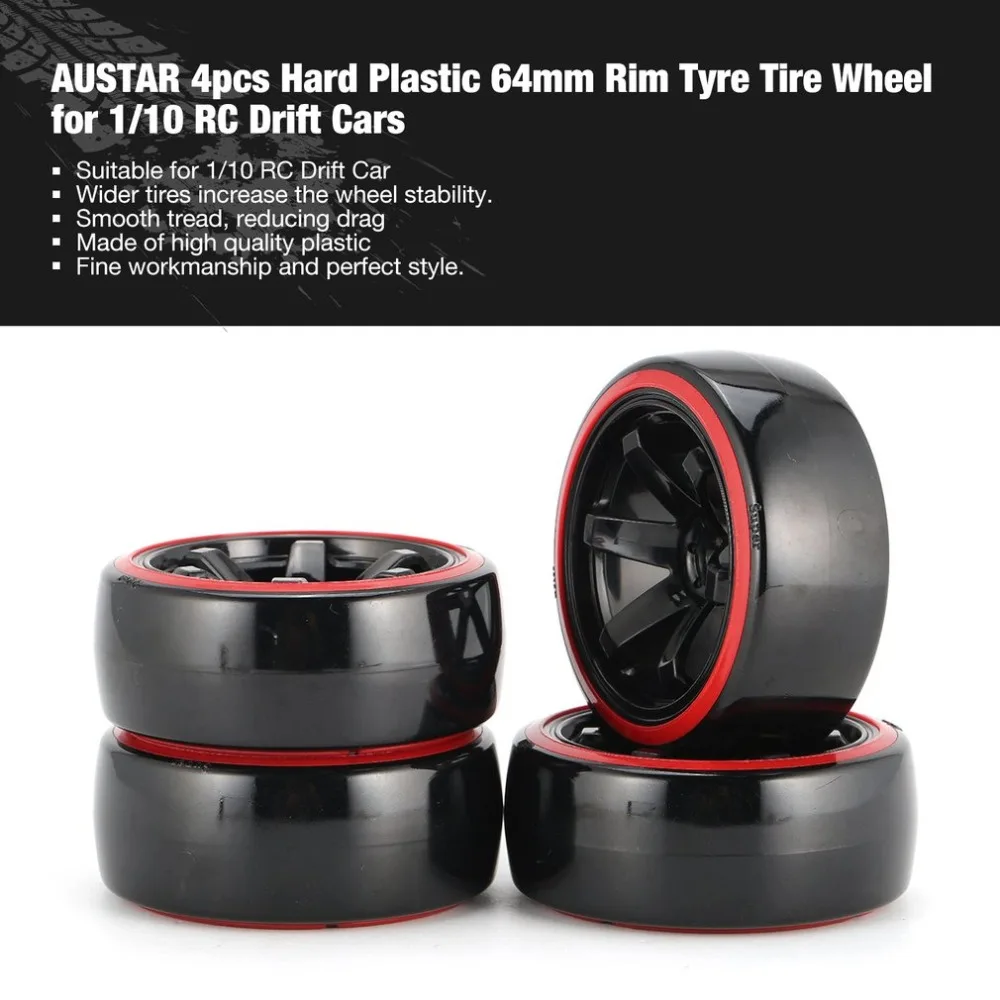 AUSTAR AX 4 шт. 64 мм жесткие пластиковые обода шины колеса для 1/10 RC Drift автомобилей