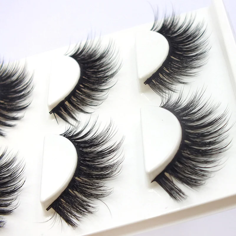 3 пары преувеличенных черных 3D накладных ресниц крест мягкая хлопковая нить