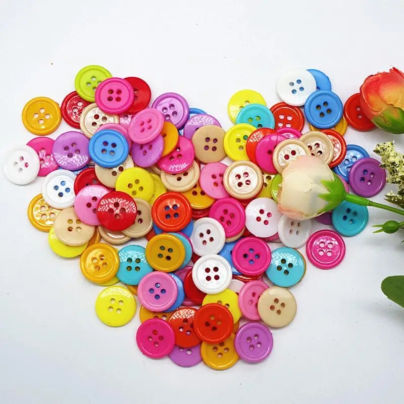 1000 шт./лот 10 мм/15 мм пластиковая кнопка для Color4 Holes Детская Кнопка сделай сам