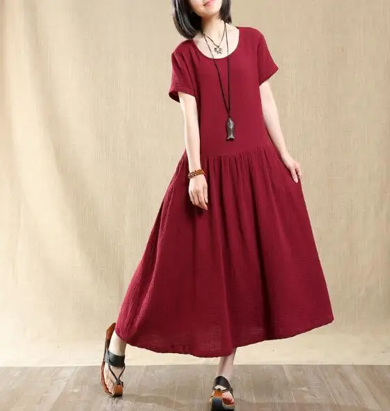 10 цветов летнее женское свободное повседневное хлопковое льняное платье удобное