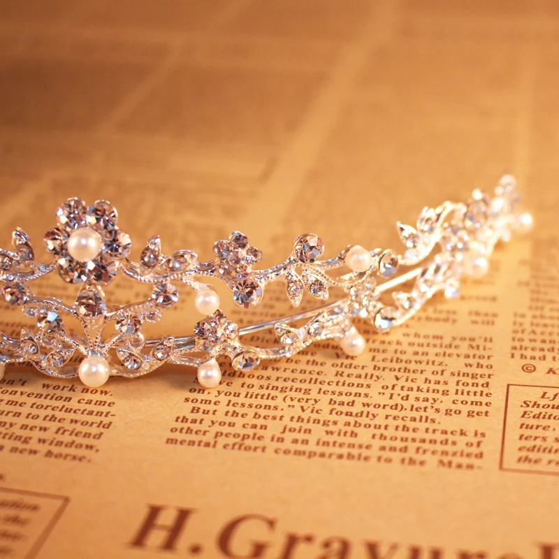 SLBRIDAL винтажная красивая Хрустальная Стразы с жемчужинами и цветами свадебная