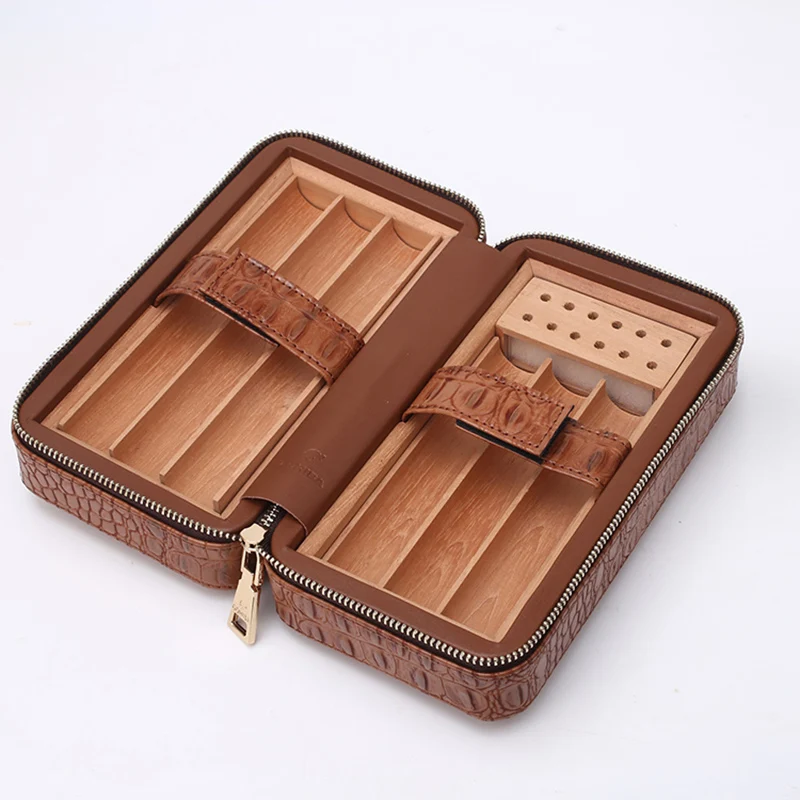 COHIBA роскошный портативный черный кожаный чехол для путешествий дерево кедра с