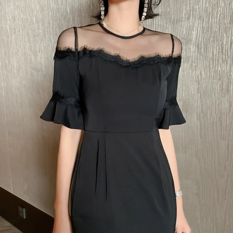 Офисное женское Бандажное сексуальное вечернее платье с коротким рукавом и