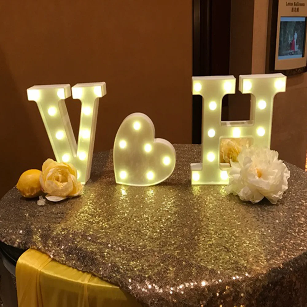 DIY светодиодный знак буквы символ сердце светильник ing светодиодный винтажный пластиковый свадебный Праздник День Святого Валентина подарок украшения ночной Светильник