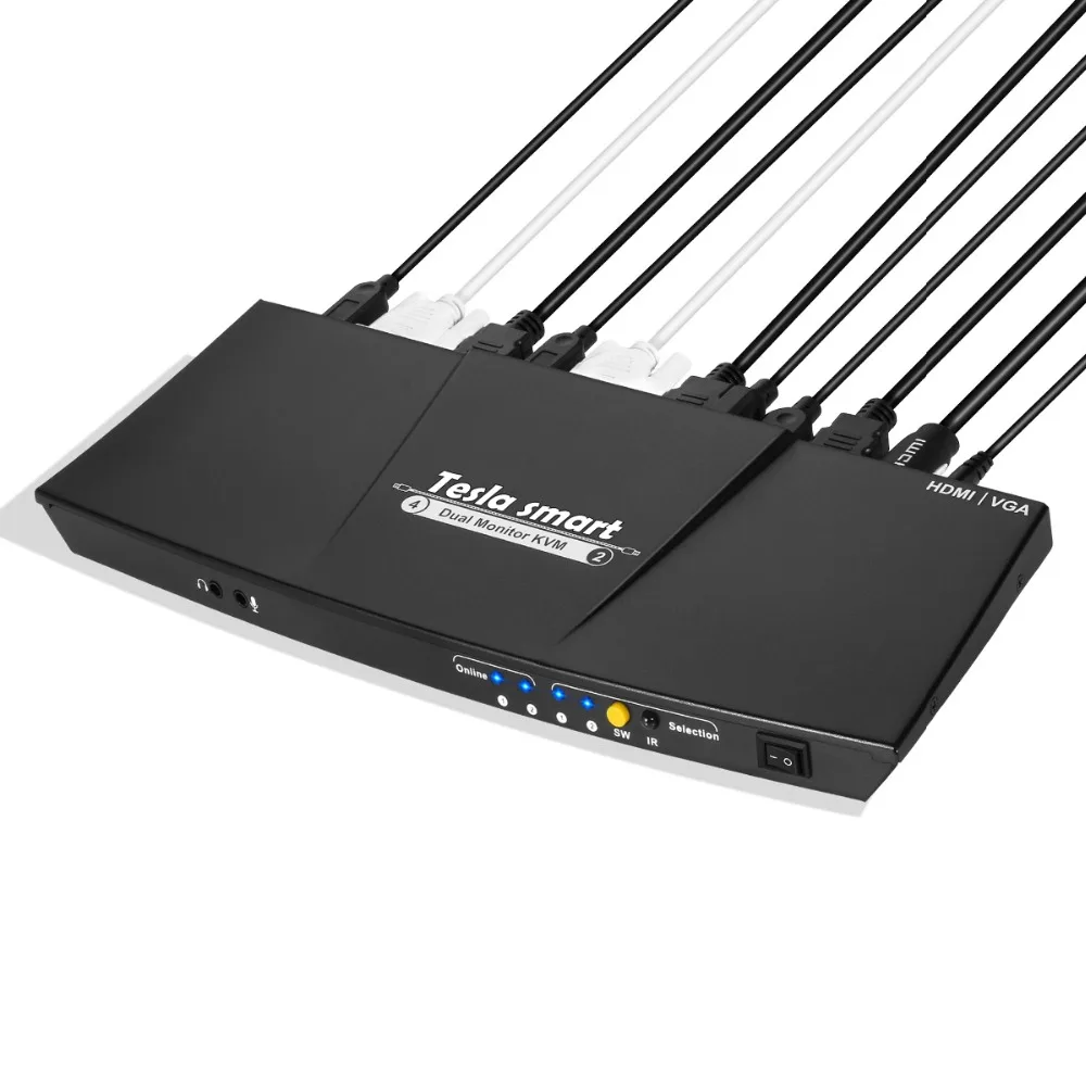 2 порта выход HDMI+ VGA HDMI двойной монитор KVM переключатель HDMI KVM Поддержка USB 2,0 портов клавиатура и мышь до 4 k@ 30 Гц HDMI KVM