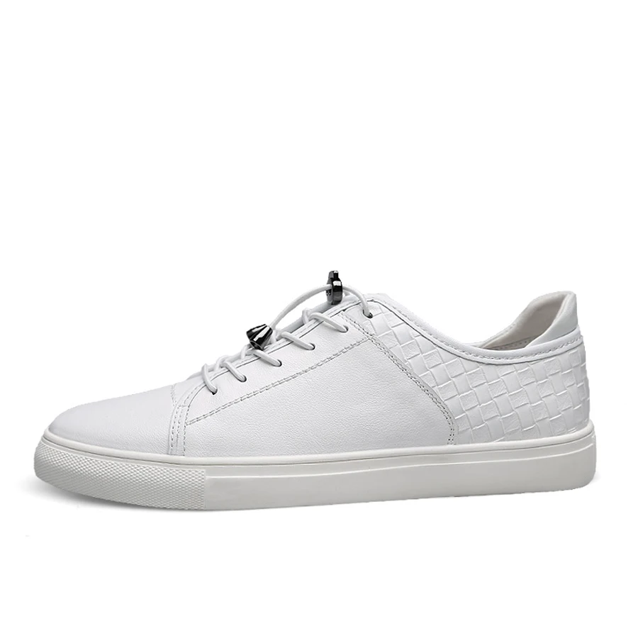 MYLRINA Men's White Leather Casual Shoes Sneakers Brogue Style Fashion Flats Brand Spring Autumn Male Loafers Krasovki Men | Обувь