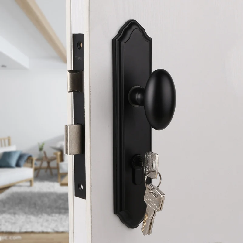 High Quality European Mortise Door Lock Set Copper Interior Silent Knobs for Living Room Bedroom Bathroom Black/Bronze | Обустройство