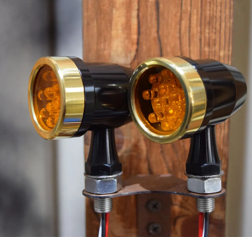 

Amber Lens Black Motorcycle LED Indicator Turn Signal Retro Vintage