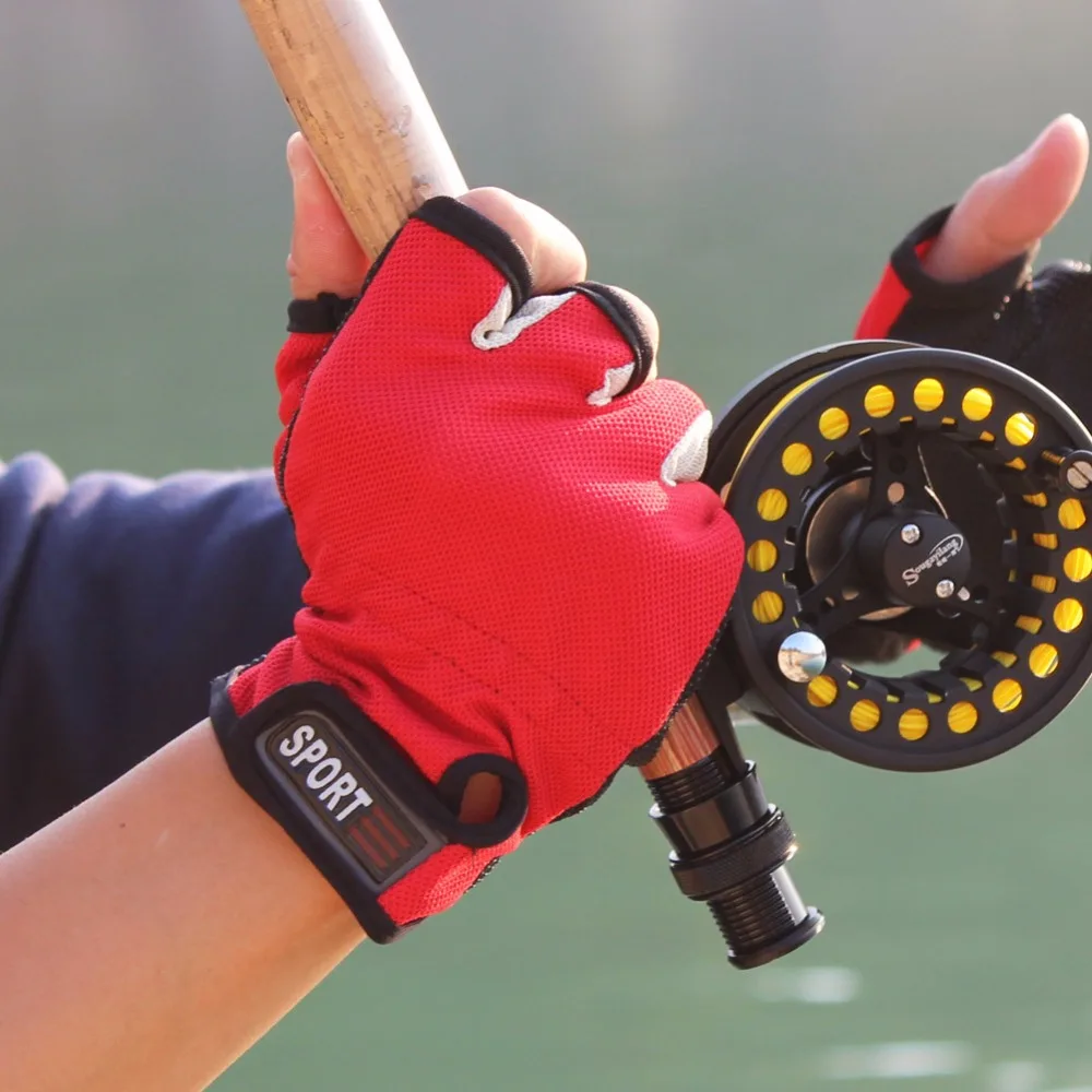 Анти скольжения половина палец Перчатки для рыбалки Водонепроницаемый 3 пальцев