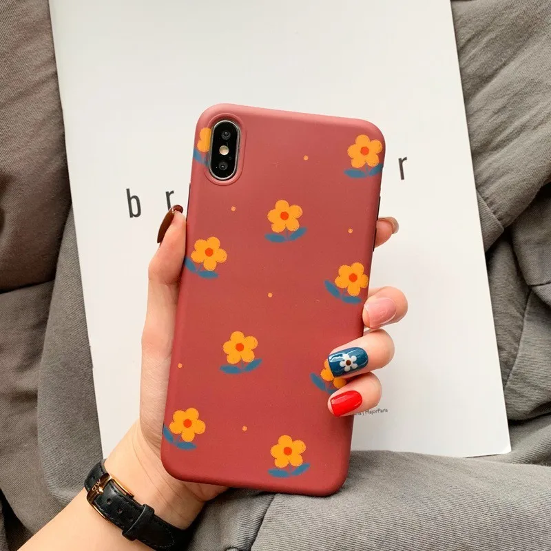 Летний чехол для телефона с свежим цветком iphone 7 8 X Xr Xs Max матовый стильный