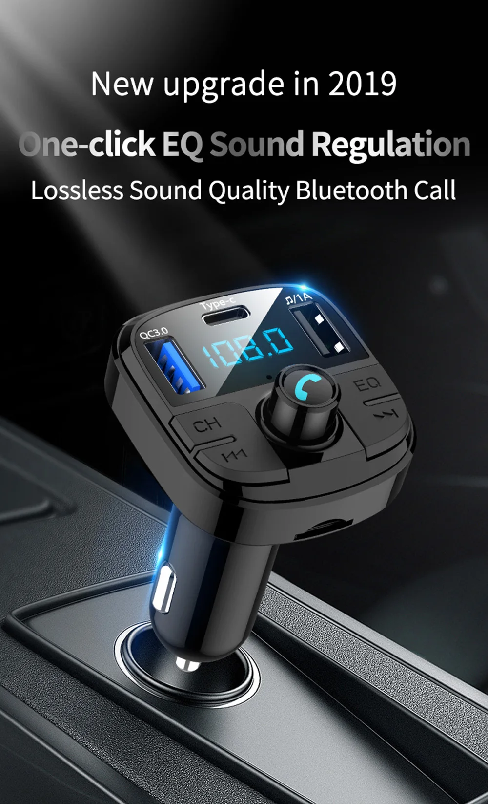 VR робот Bluetooth Handsfree автомобильный комплект беспроводной fm-передатчик EQ Аудио Автомобильный MP3-плеер с QC3.0 Quick Charge+ usb type C