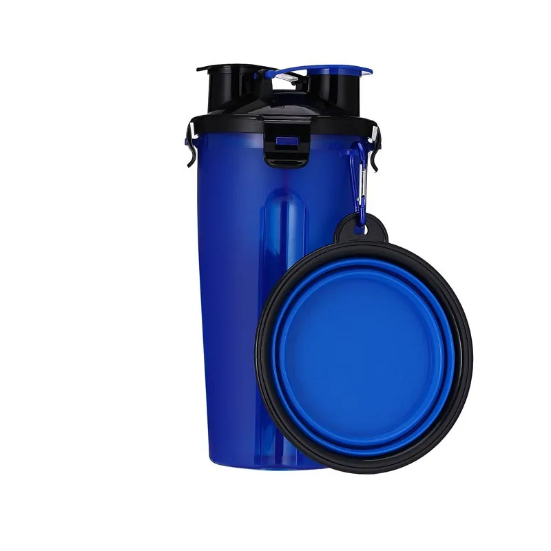 Blue-1 Petshy 2 в 1 кормушка для домашних животных, бутылка для воды для собак, складная миска для собак, для путешествий, для улицы, для еды, питьевой воды, фонтан, кормушка для щенка, миска - Цвет: Blue-1