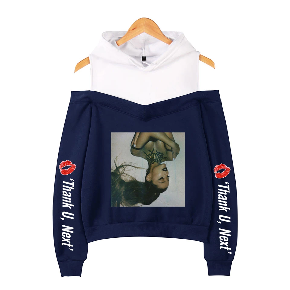 Ariana Grande thank u next толстовки женские открытые рукава с открытыми плечами толстовки эксклюзивные женские осенние сексуальные с капюшоном