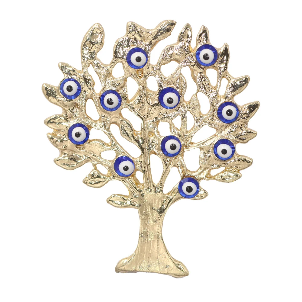 Женская Брошь с голубым сглаза Lucky Kabbalah Life Tree золотистая металлическая брошь на