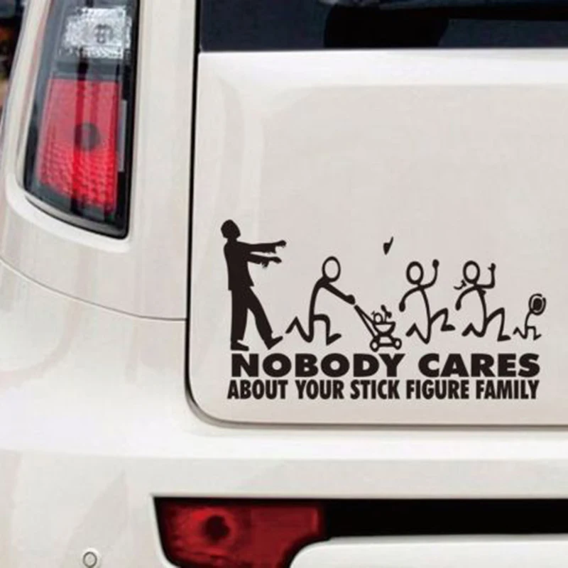 Cool Zombie Stick Family Nobody Cares Truck Cute And Interesting Stickers Car Decal Bumper Decor Vinyl Hobby Sticker | Автомобили и
