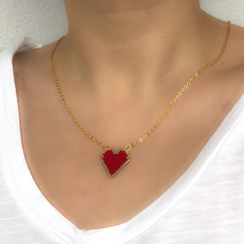 Женское колье MIYUKI collier SHINUSBOHO с сердечками и кулонами свадебный подарок для
