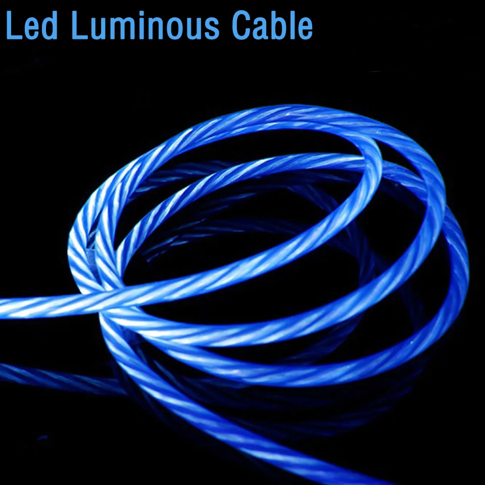 USB Type C зарядный кабель LED светящийся микро для передачи данных линия Huawei Samsung S10 + A3