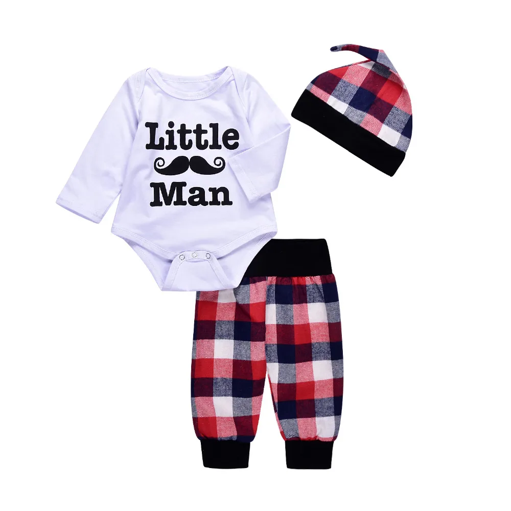 Fashion Summer Cotton Newborn Baby Boys Cute Bodysuits with lattice Leggings Cap 3pcs Outfit Clothes ship from USA |
