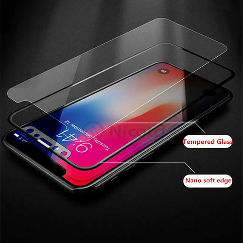 10 шт./лот Nicotd 3D закаленное стекло с мягкими краями для iPhone X 5 8 &quotПротивоударная