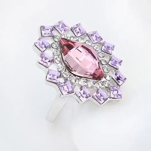

Fashion Crystal From Swarovski Engagement Ring Hypoallergenic Copper White Gold Color Wedding Rings for Women Flower Design