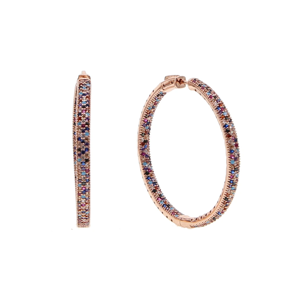Фото Женские Круглые Серьги Brincos розовое золото 50 мм размер|Серьги-кольца| |