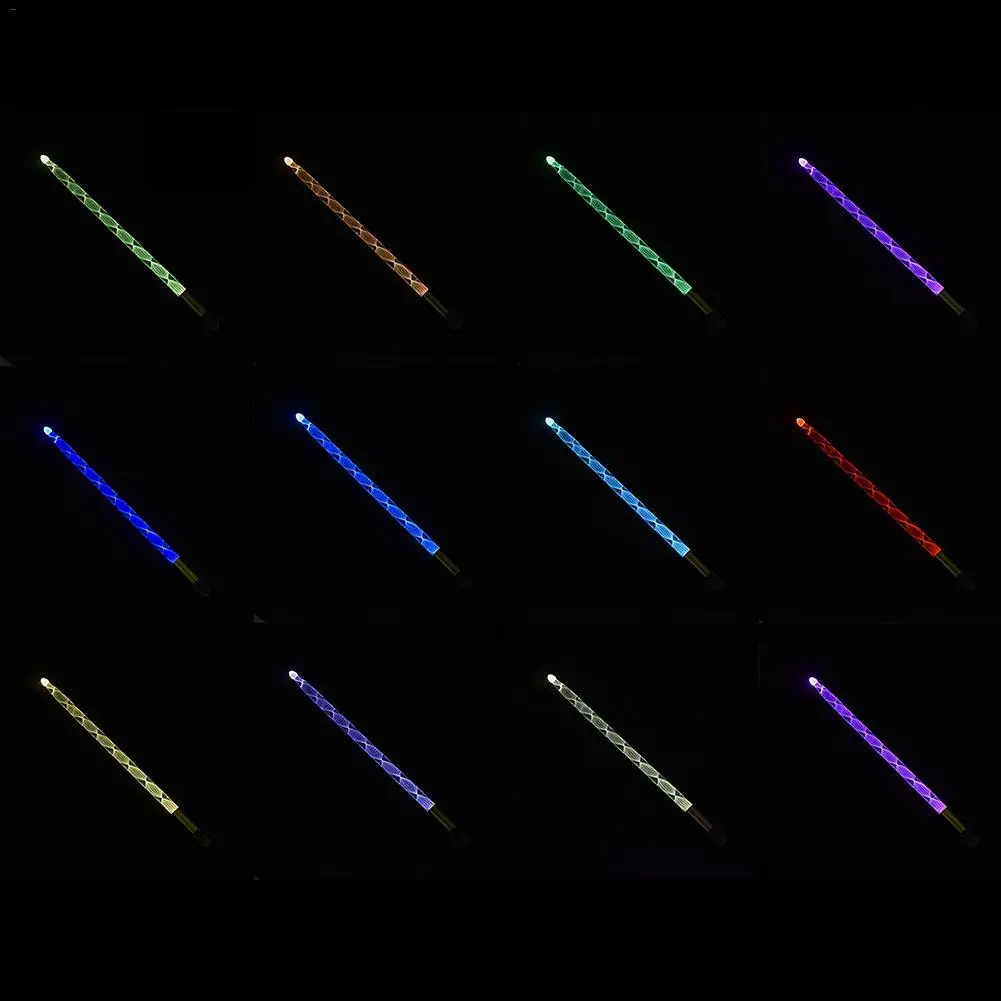 1pair 5A Acrylic Drum Stick Bright LED Colorful Drumsticks Luminous in The Dark Stage Jazz Special Performance Effect | Спорт и