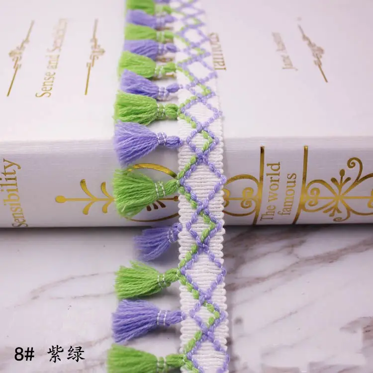 purple and green Кисточки бахрома отделка Кружевной Ткани Швейные аксессуары кисточки отделка занавески кисточки бахрома лента швейное кружево для рукоделия одежда - Цвет: purple and green