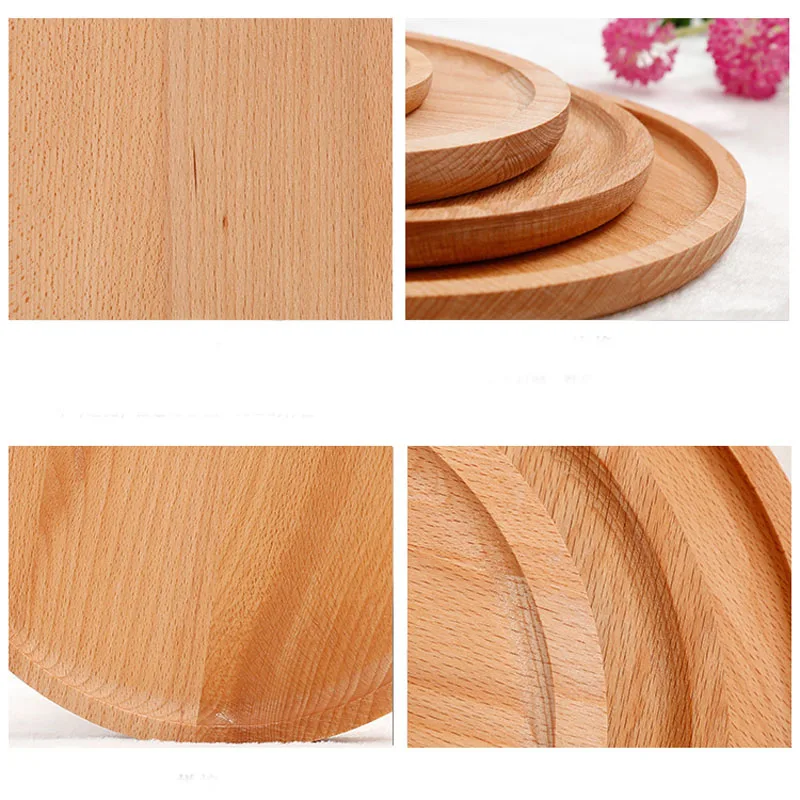 1 шт. японская деревянная круглая тарелка натуральные деревянные пирожные блюда