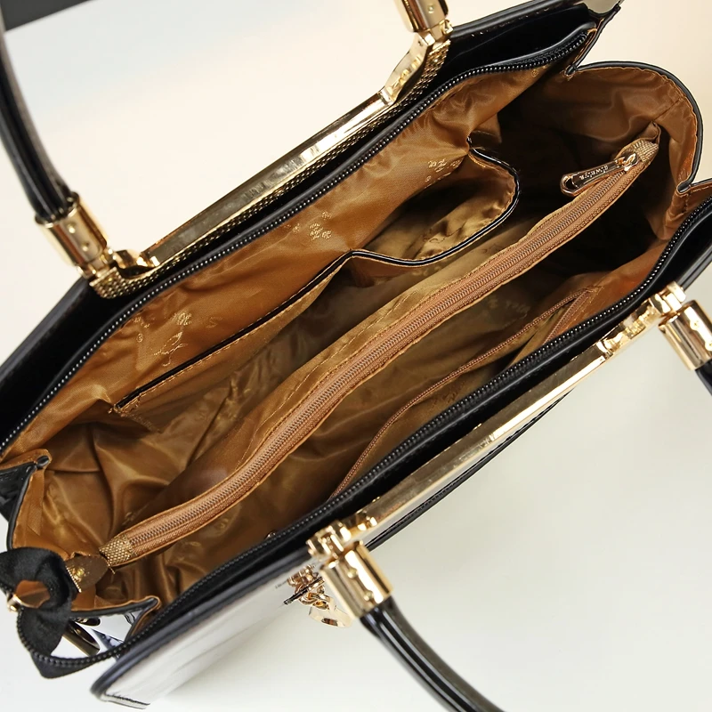 

ICEV New Simple Stripe High Quality Patent Leather Handbags Bags Handbags Women Famous Brands Organizer Women Leather Handbags