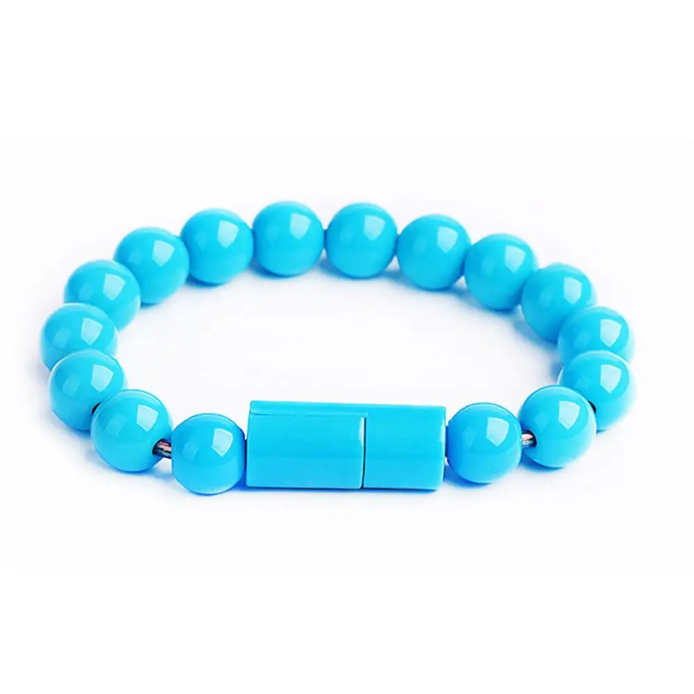 Light Blue Micro USB2.0 креативный USB кабель синхронизации данных и зарядки браслет из бисера зарядное устройство чистый цвет для IPhone Android 8pin type C для samsung - Тип штекера: Light Blue