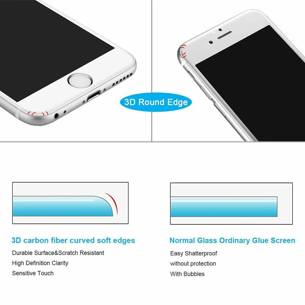 

3PCS/Pack Full Cover 9H 2.5D Tempered Glass for Apple iPhone 6 6s 7 8 Plus 7 Plus 8 Plus Screen Protector Front Films