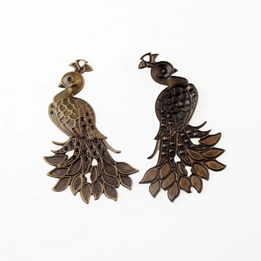 Free shipping Retail 5 Antique Bronze Peacock Wraps Connectors Metal Crafts Decoration DIY Findings 7x4.2cm | Дом и сад