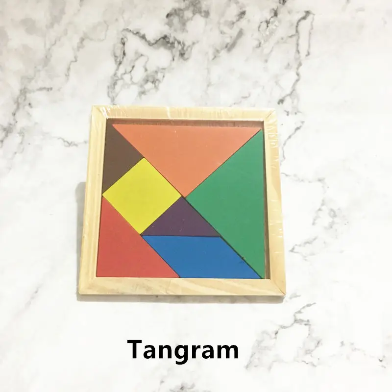 Tangram 1pcs ToysParadise волчок/Радужная погремушка/плавающий шар/свисток/кубическая струна деревянные игрушки для детей Пазлы детские развивающие - Цвет: Tangram 1pcs