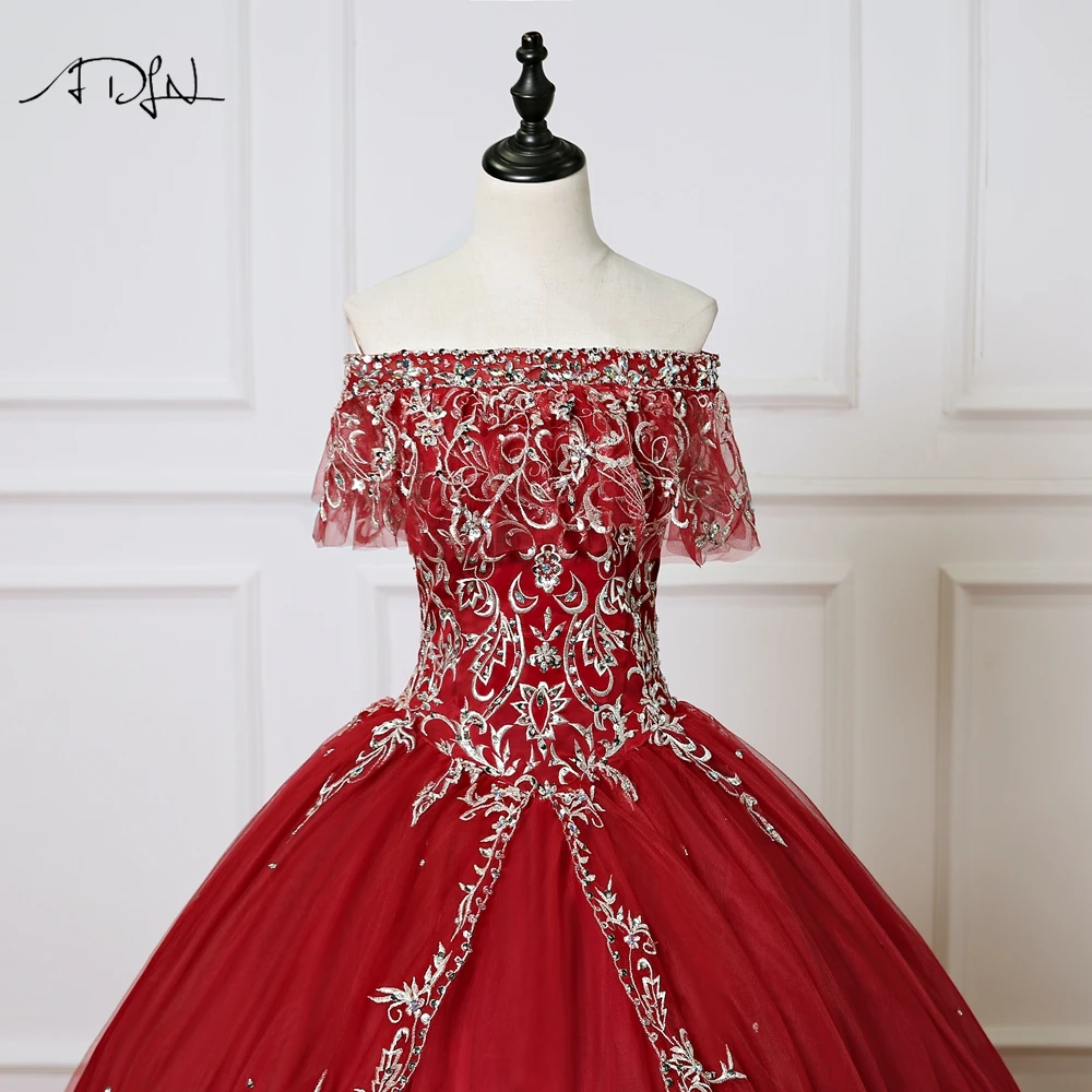 ADLN очаровательные бордовые платья Quinceanera с вышивкой сексуальное бальное платье